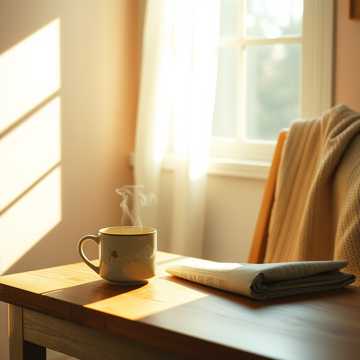 A relaxing Sunday morning with coffee and sunlight
