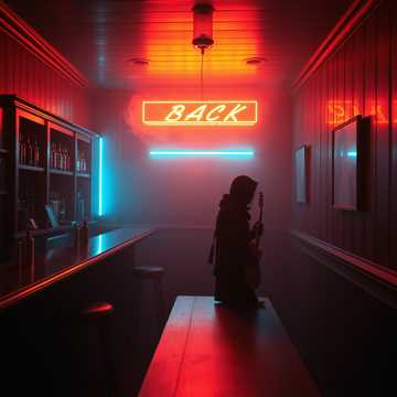 Riffs de guitarra elegantes tocando em um clube de jazz descolado no centro