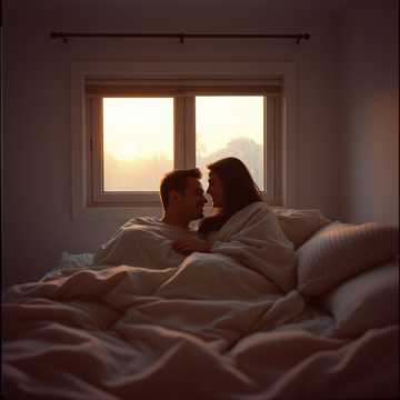 Waking up next to a loved one on a rainy morning