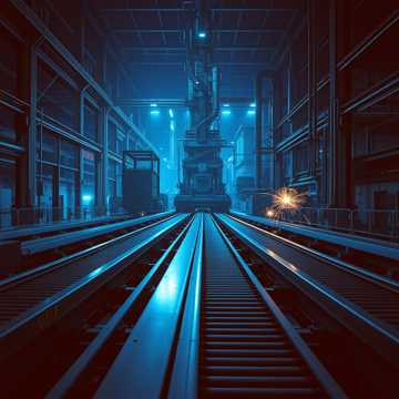 Mechanische Geräusche einer riesigen Fabrik die im Rhythmus arbeitet