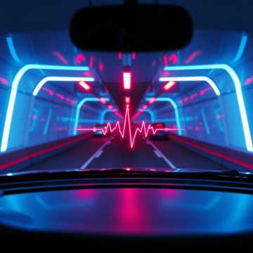 Nachts durch einen Tunnel fahren mit pulsierendem Bass